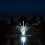 Floating pond fountain with lights