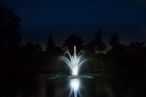 Floating pond fountain with lights